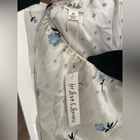 For Love & Lemons Marcella Mini Dress – Blue Floral/Ivory – Size 2X - Picture 7 of 7